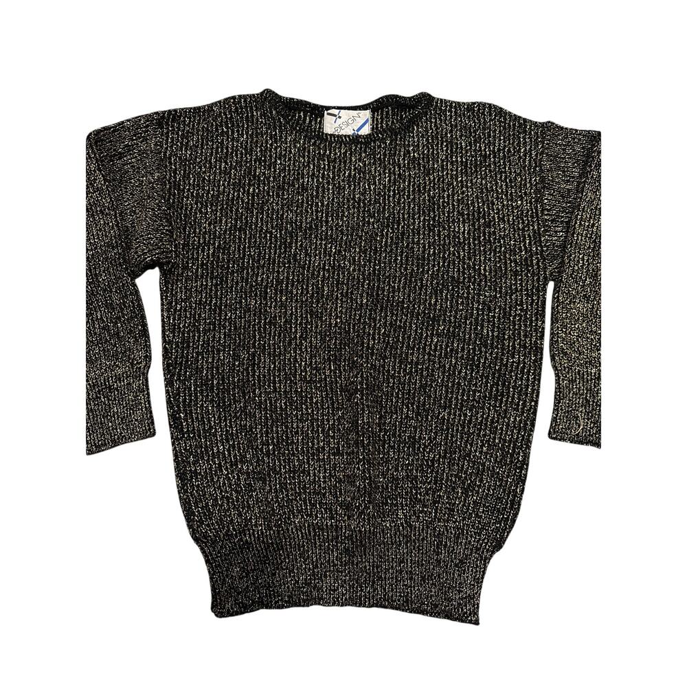 Black and Gold Shimmer Mock Neck Sweater